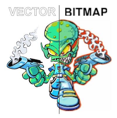 Comparació de la representació d'un dibuix vectorial versus una imatge de mapa de bits